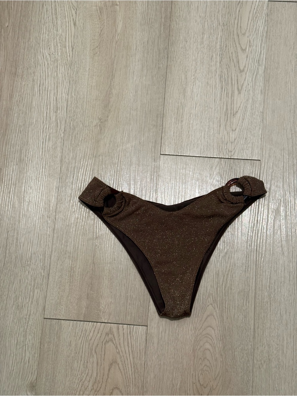Bydee Shimmer Brown Bikini Bottom with Ring Details